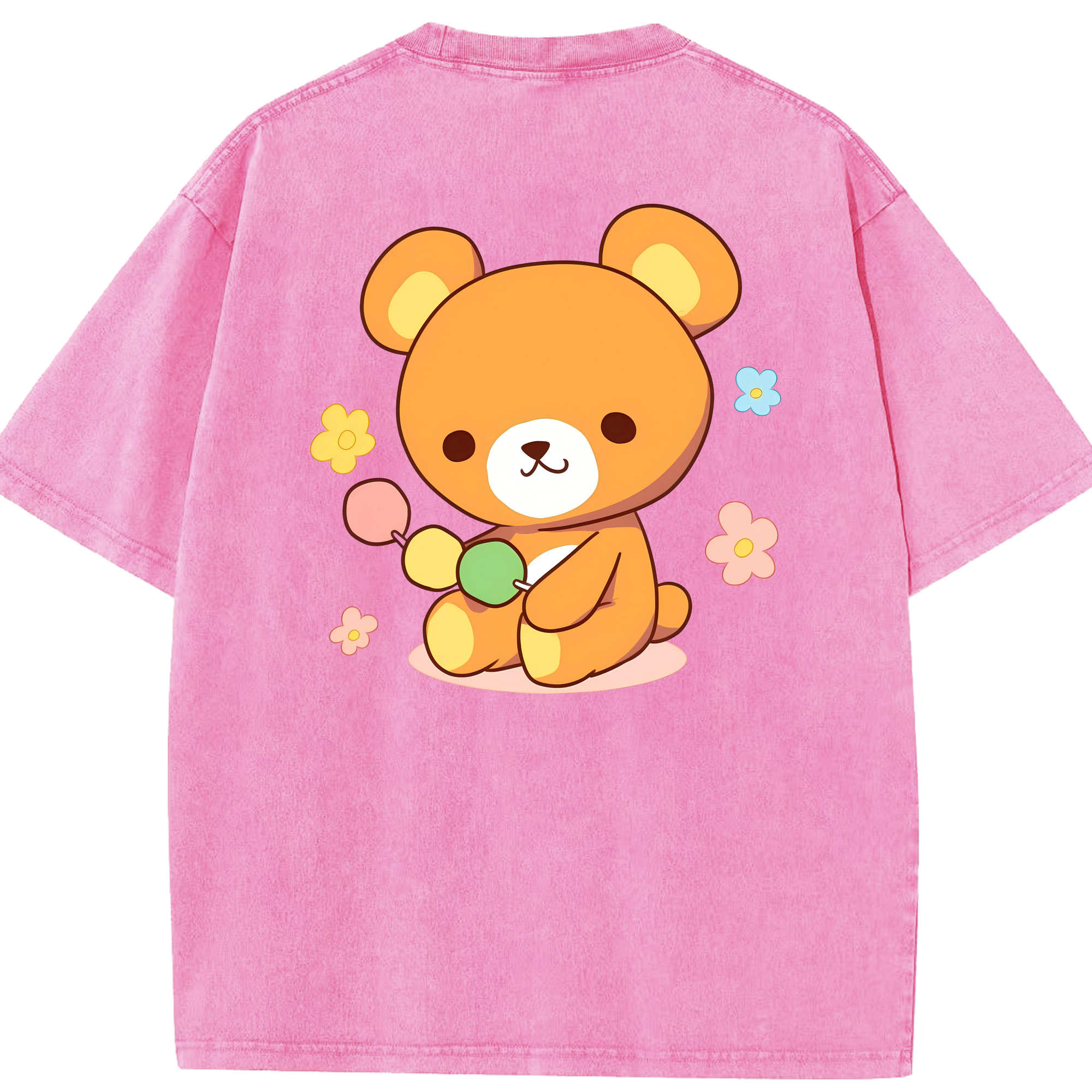 （画像用） リラックマ リラックマ キイロイトリ Rilakkuma Korilakkuma Kiiroitori 綿100% ヴィンテージ風 半袖Tシャツ（背面プリント）